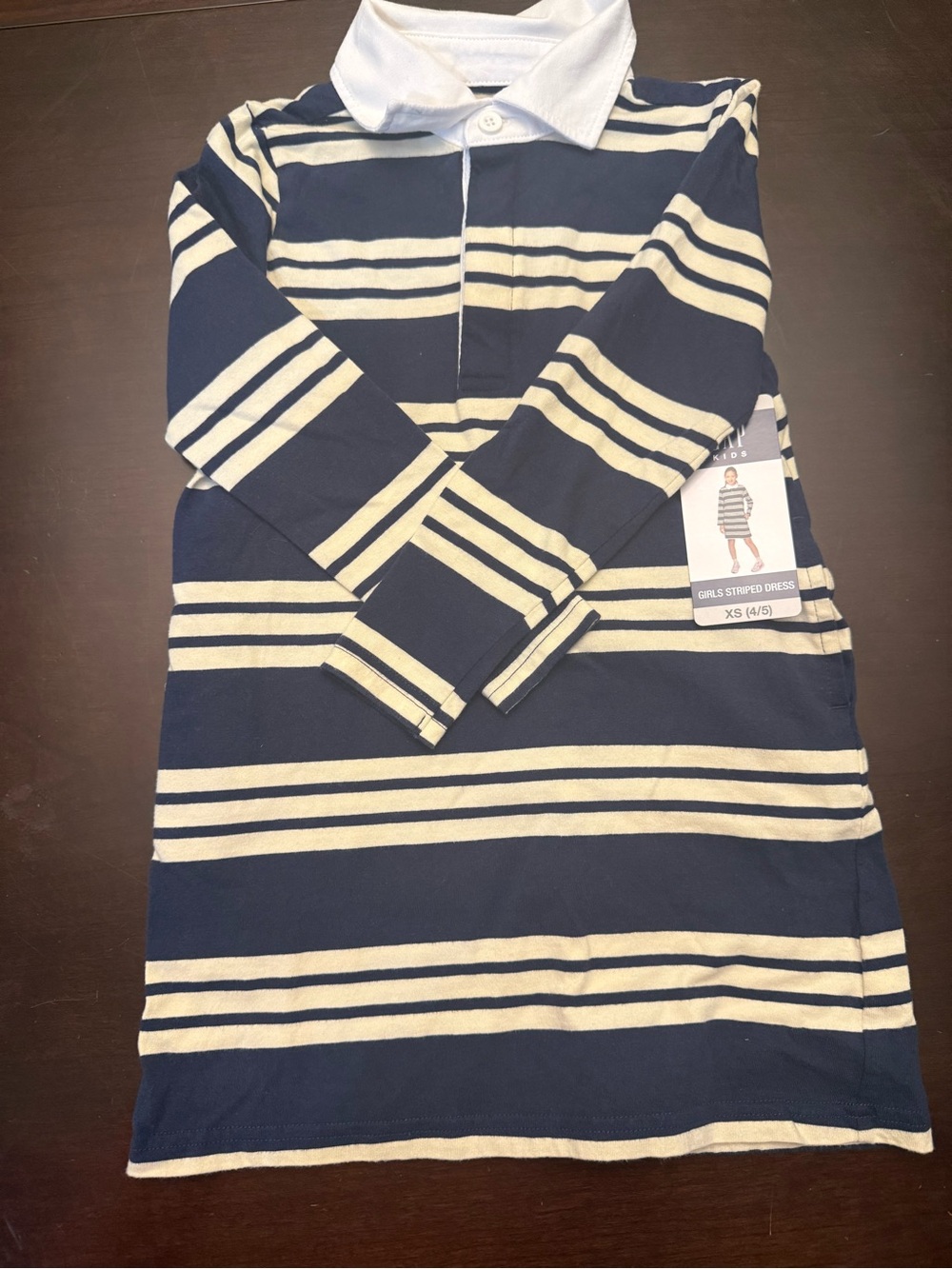 GAP Navy and Cream Striped Long Sleeve Polo Dress